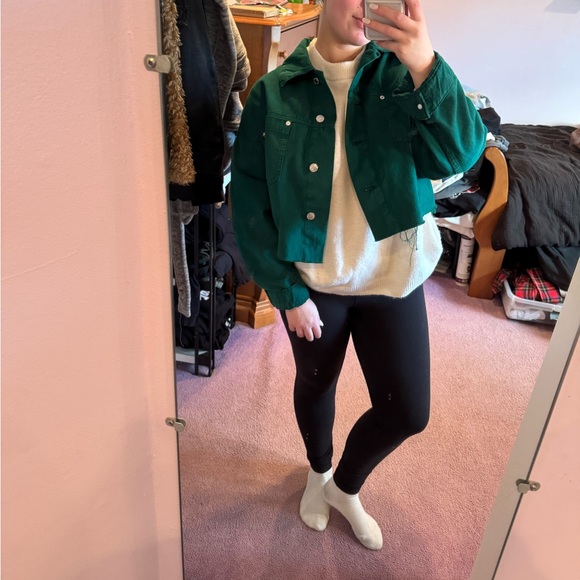 Zara cropped denim jacket - green - Picture 2 of 4